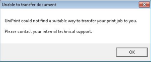 Error Unable to Transfer Document